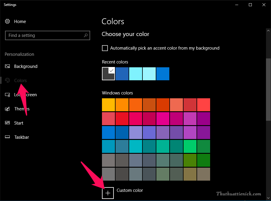 Chọn màu sắc cho Windows