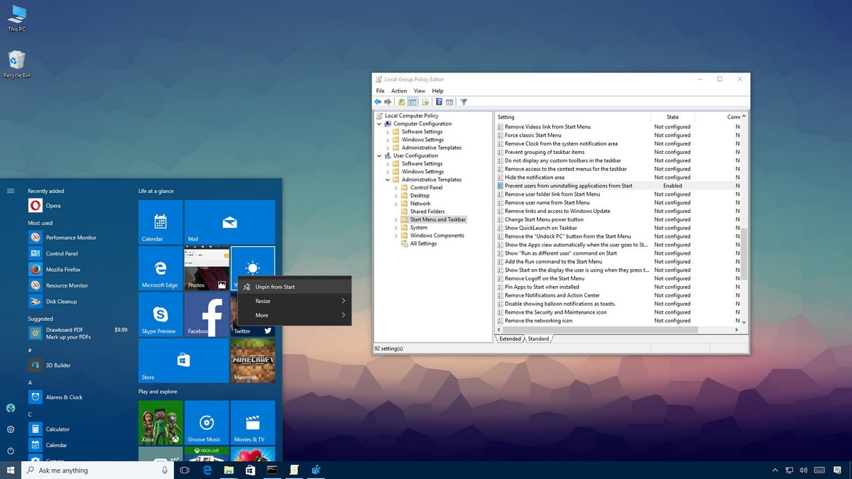 Hướng dẫn Thiết lập lại Start menu trên Windows 10