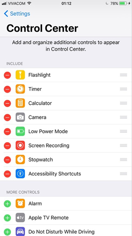 Tùy chỉnh ứng dụng trên Control Center iOS 11