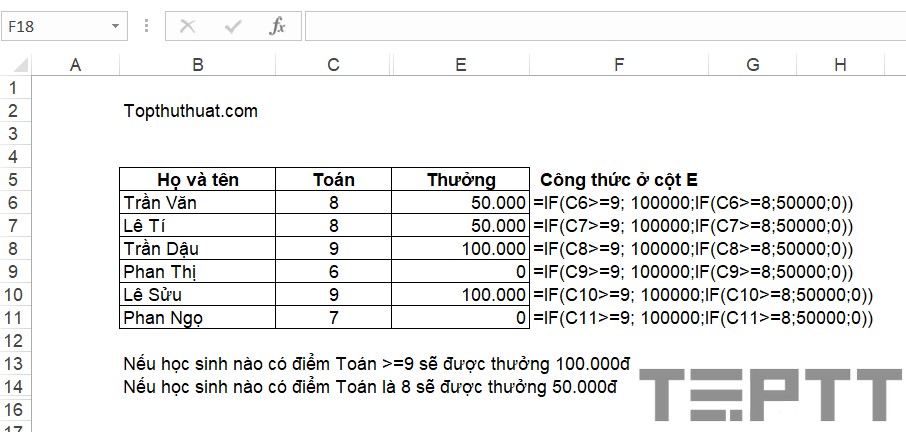 ham co ban trong excel