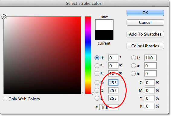 Chọn một màu mới cho nét từ Color Picker. Hình ảnh © 2011 Photoshop Essentials.com.