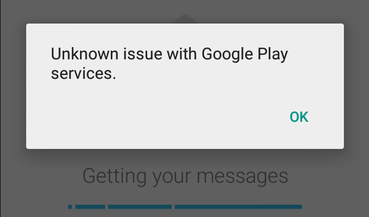 Lỗi “Unknown issue with Google Play Services”
