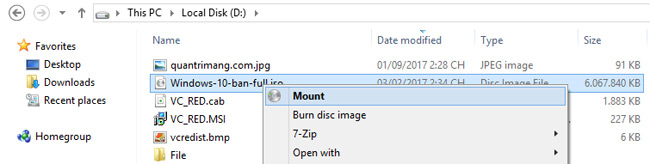 Mount file ISO trên Windows 10