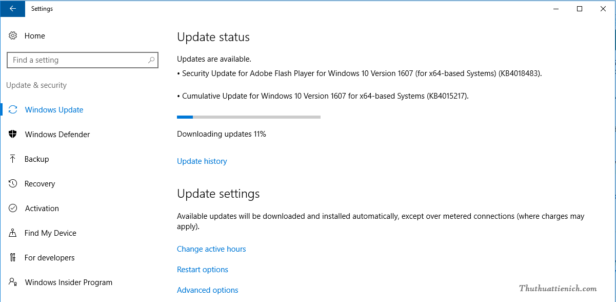 Cập nhật Windows 10 Creators thông qua Windows Update