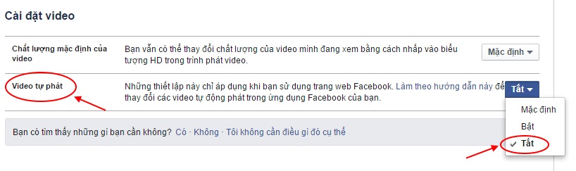 Cach tat tu dong phat video Facebook - Buoc 3