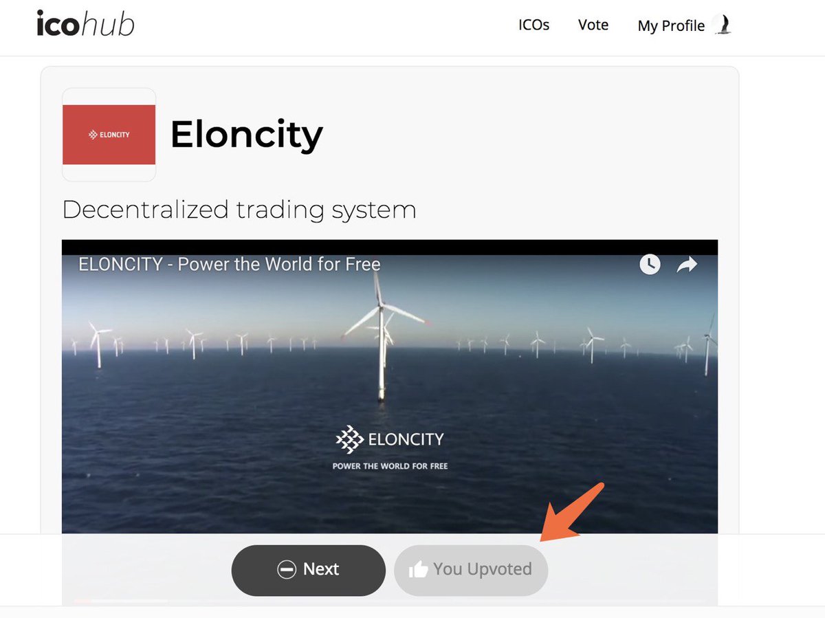 Ngày 10/8/2018: Upvote Eloncity trên ico-hub.org