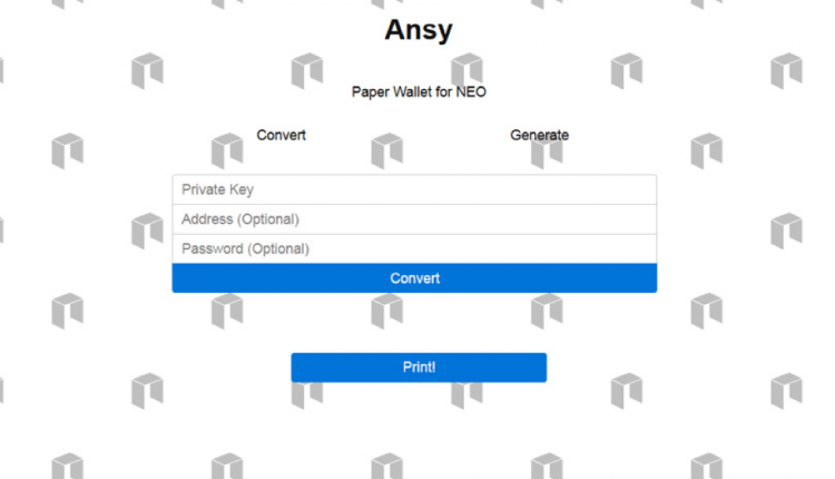 Paper Wallet với Ansy