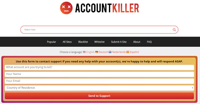 AccountKiller được tạo ra nhằm mục đích giảm bớt sự mơ hồ trong việc xóa tài khoản
