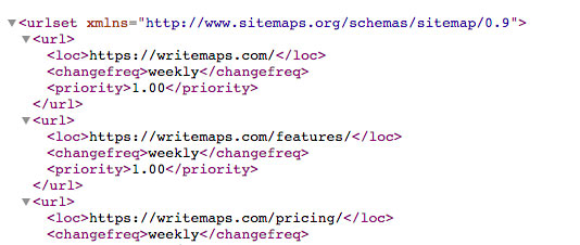 Sitemap XML về cơ bản là một danh sách các URL được viết theo định dạng code