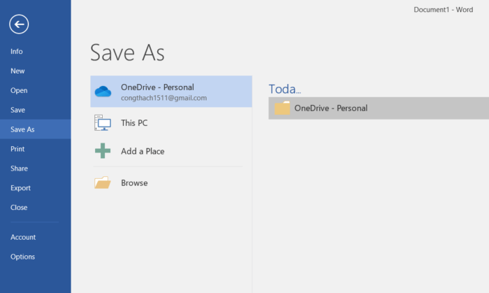 OneDrive tự động sao lưu tài liệu