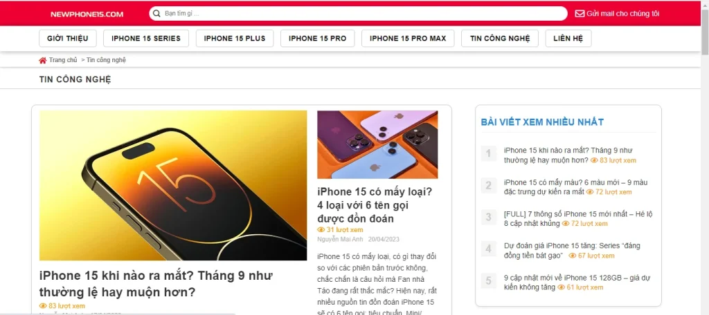 iFans có thể cập nhật nhiều thông tin thú vị về iPhone 15 trên trang newphone15.com