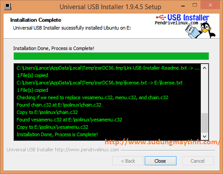 Click vào Create để bắt đầu tiến hành tạo USB cài đặt Ubuntu